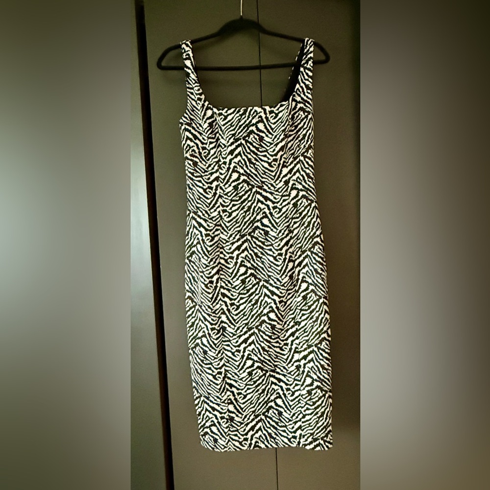 Banana Republic Black and White Zebra Midi Dress